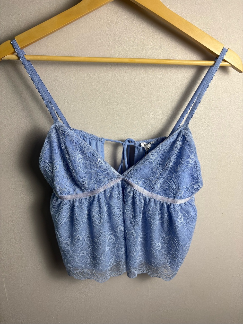 Garage Light Blue Lace Tie Back Babydoll Cami Medium